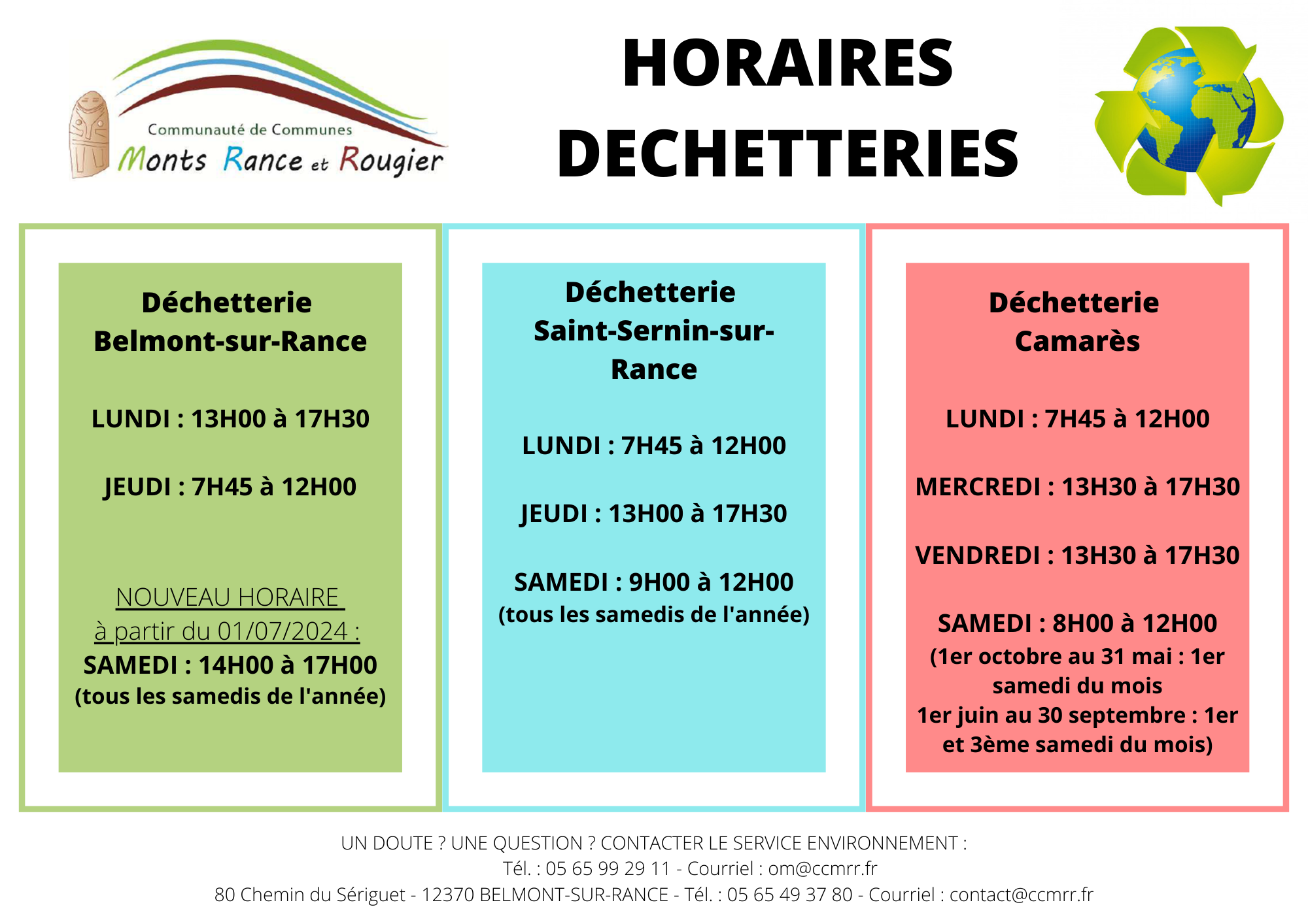 Lire la suite à propos de l’article Nouveaux horaires déchetterie